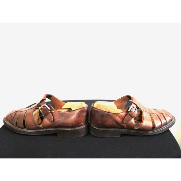 Salvatore Ferragamo Brown Leather Fisherman Sandals Men Sz 11 EE